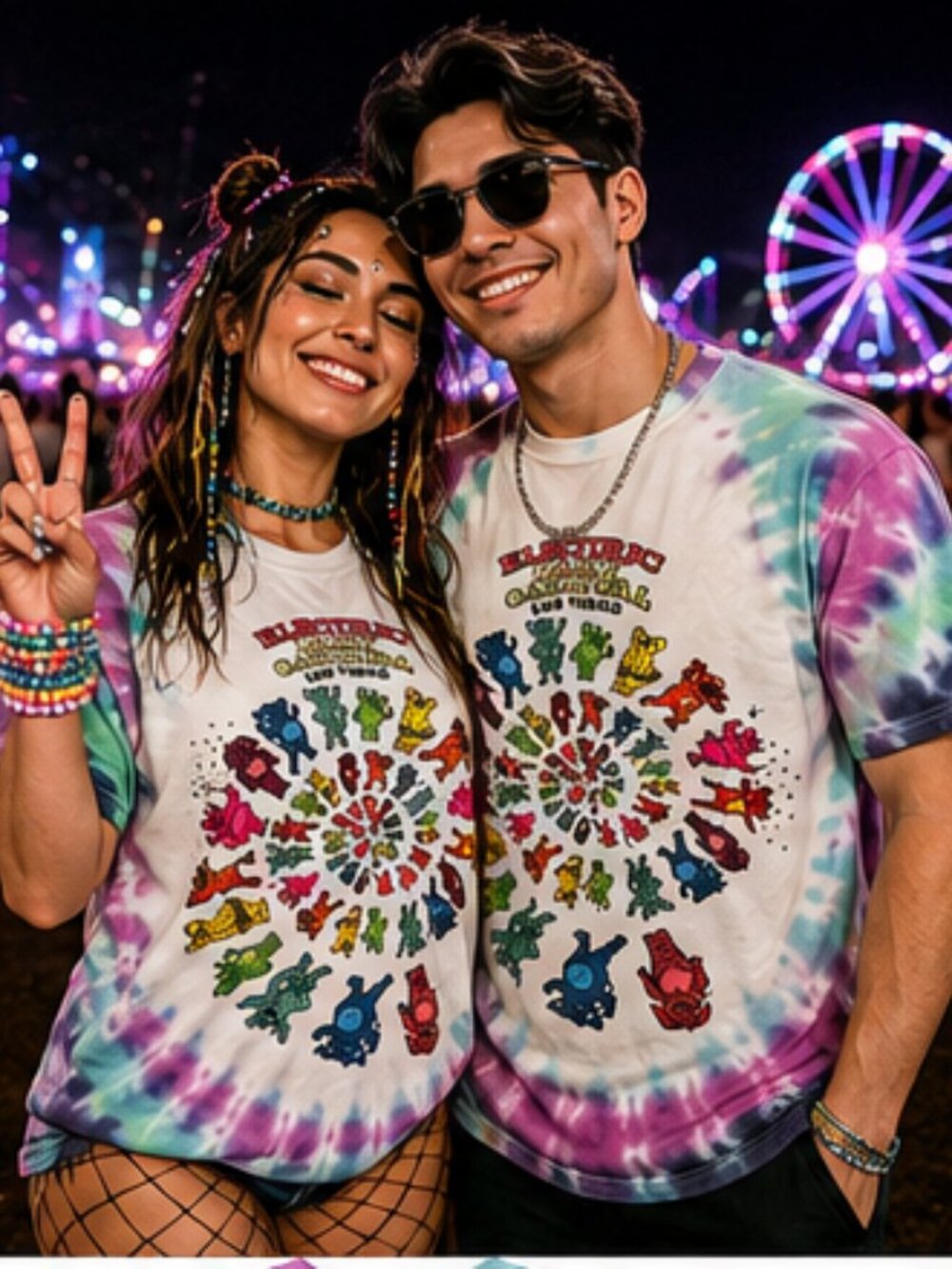 Electric Daisy Carnival EDC Las Vegas 2024 Tie Dye T-Shirt Unisex Graphic Tee